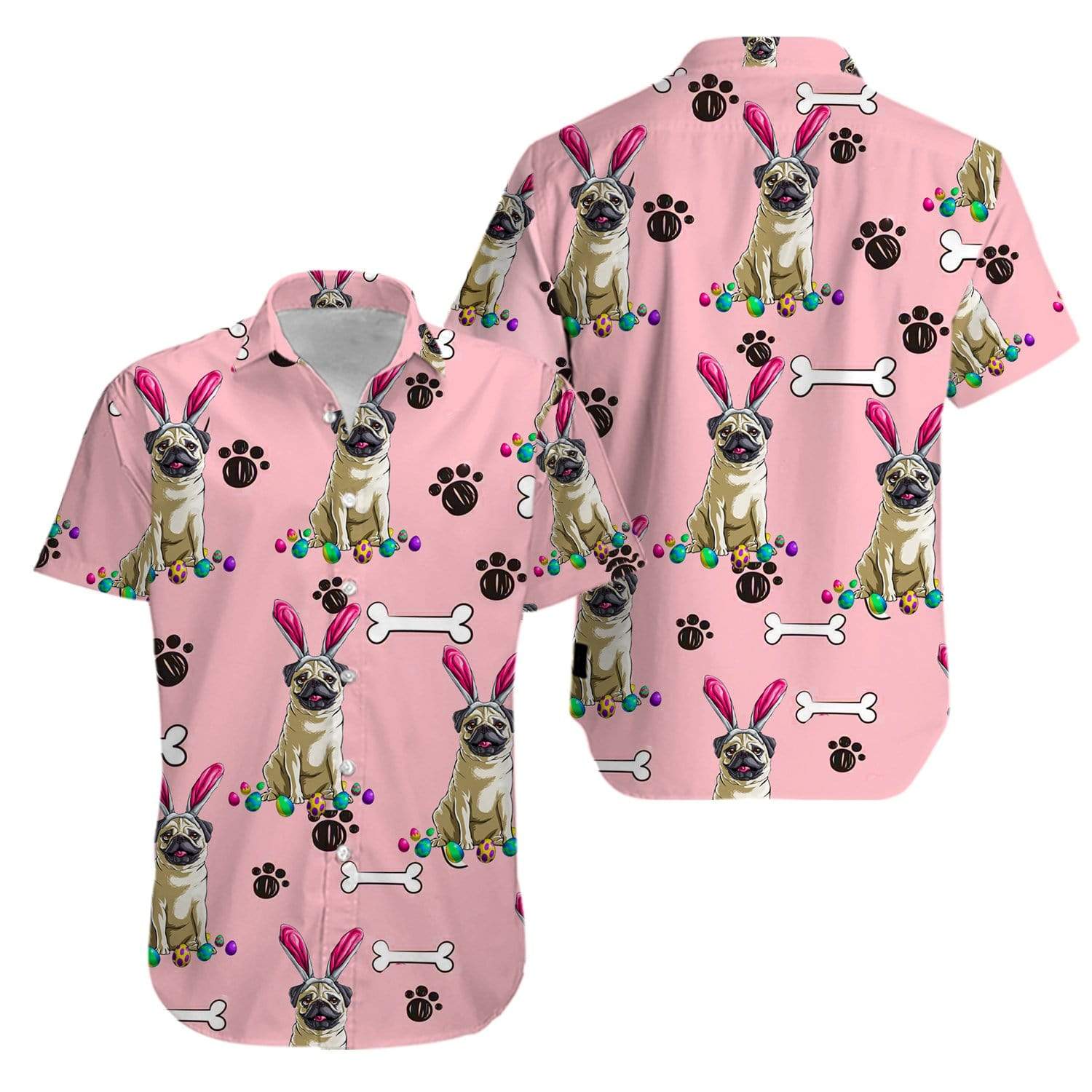 Easter Pug Puppy Bunny Happy Day Hawaii Shirt For Men Women Ha109468