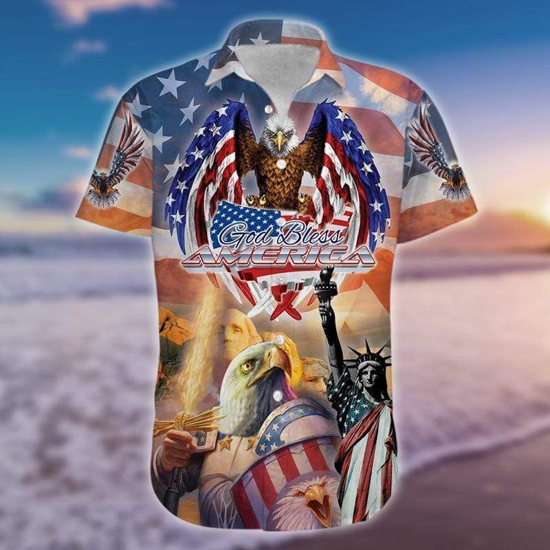 Check Out This Awesome God Bless American Patriotism Eagle Hawaii Shirt Ha85204