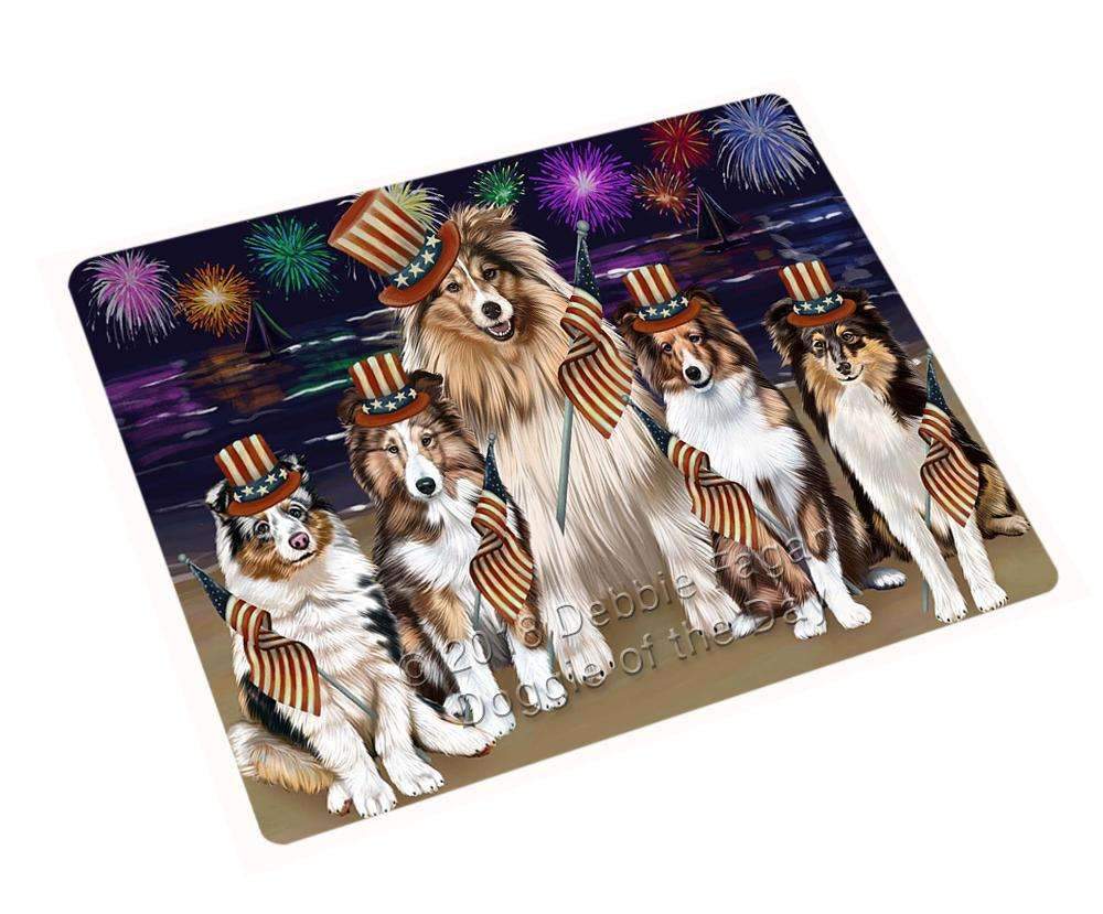 4Th Of July Independence Day Firework Shetland Sheepdogs Blanket Blnkt56649 (37X57 Sherpa)