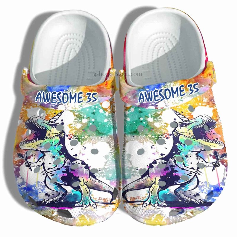 T-Rex Dinosaur Unicorn Birthday Customize Shoes Men Women – Dont Mess With Dinosaur Art Shoes Croc Clogs