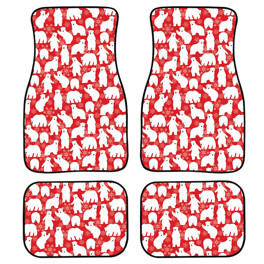 Polar Bear And Snowflake Pattern Print Front And Back Car Floor Mats, Front Car Mat