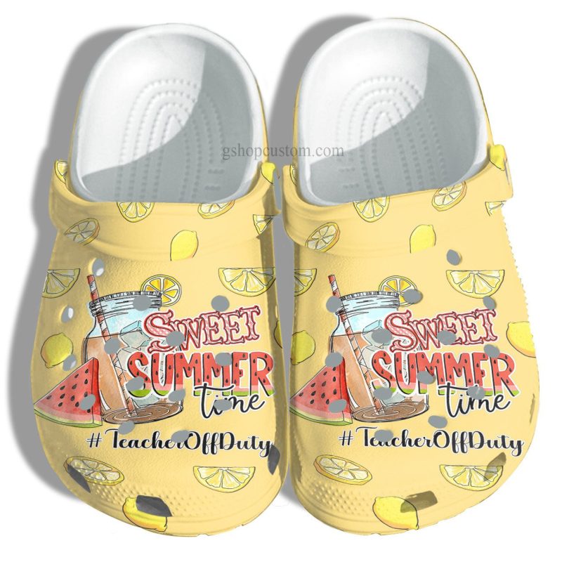 Teacher Off Duty Summer Croc Shoes Gift Women- Lemon Watermelon Shoes Customize