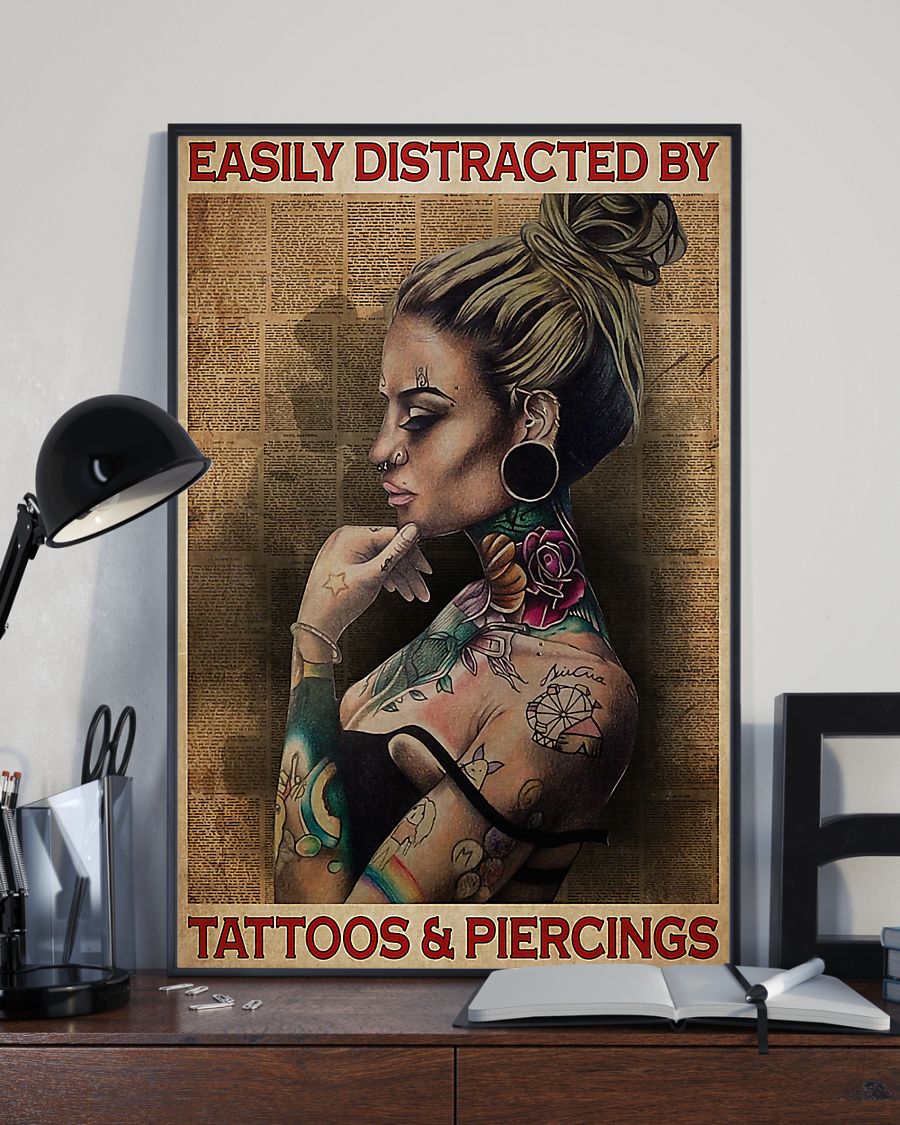 Tattoo Easily Distracted By Tattoos And Piercings Vertical Canvas And Poster | Wall Decor Visual Art