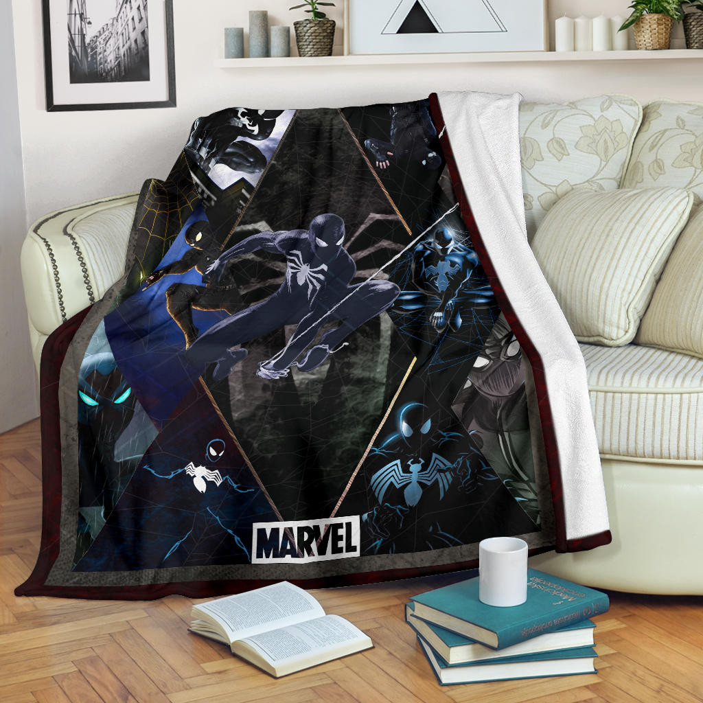 Black Spider Man Fleece Blanket Movie Home Decor Custom For Fans Nt051101