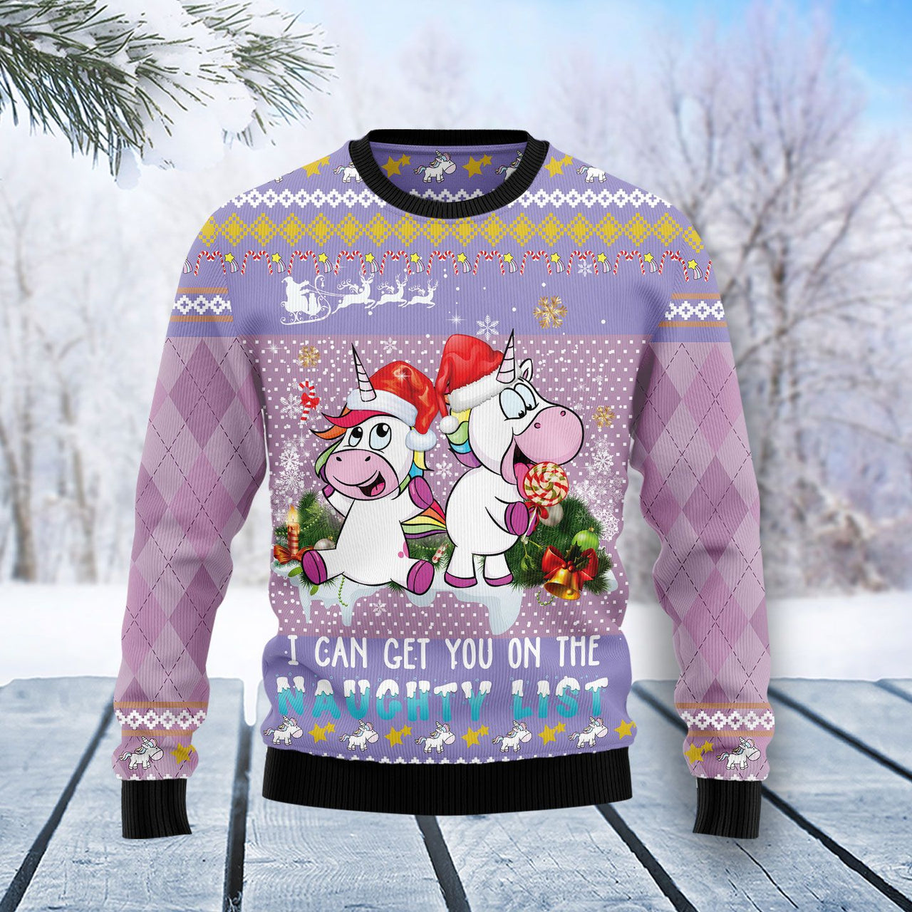 Unicorn Naughty List Ugly Christmas Sweater | For Men & Women | Adult | Us1175