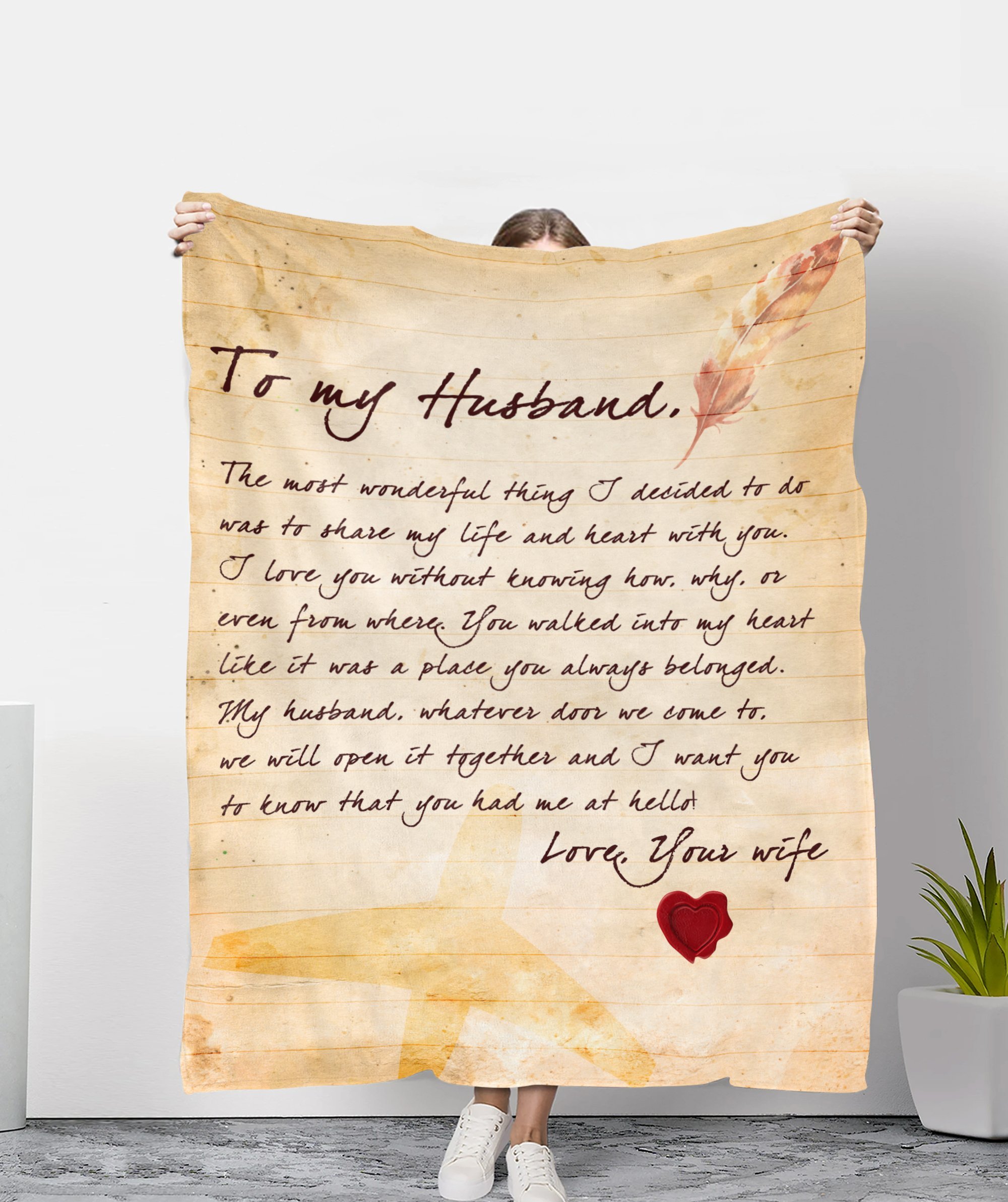 To My Husband You Had Me At Hello Letter Blanket Gift For Husband From Wife Father’S Day Gift Birthday Gift Home Decor Bedding Couch Sofa Soft And Comfy Cozy