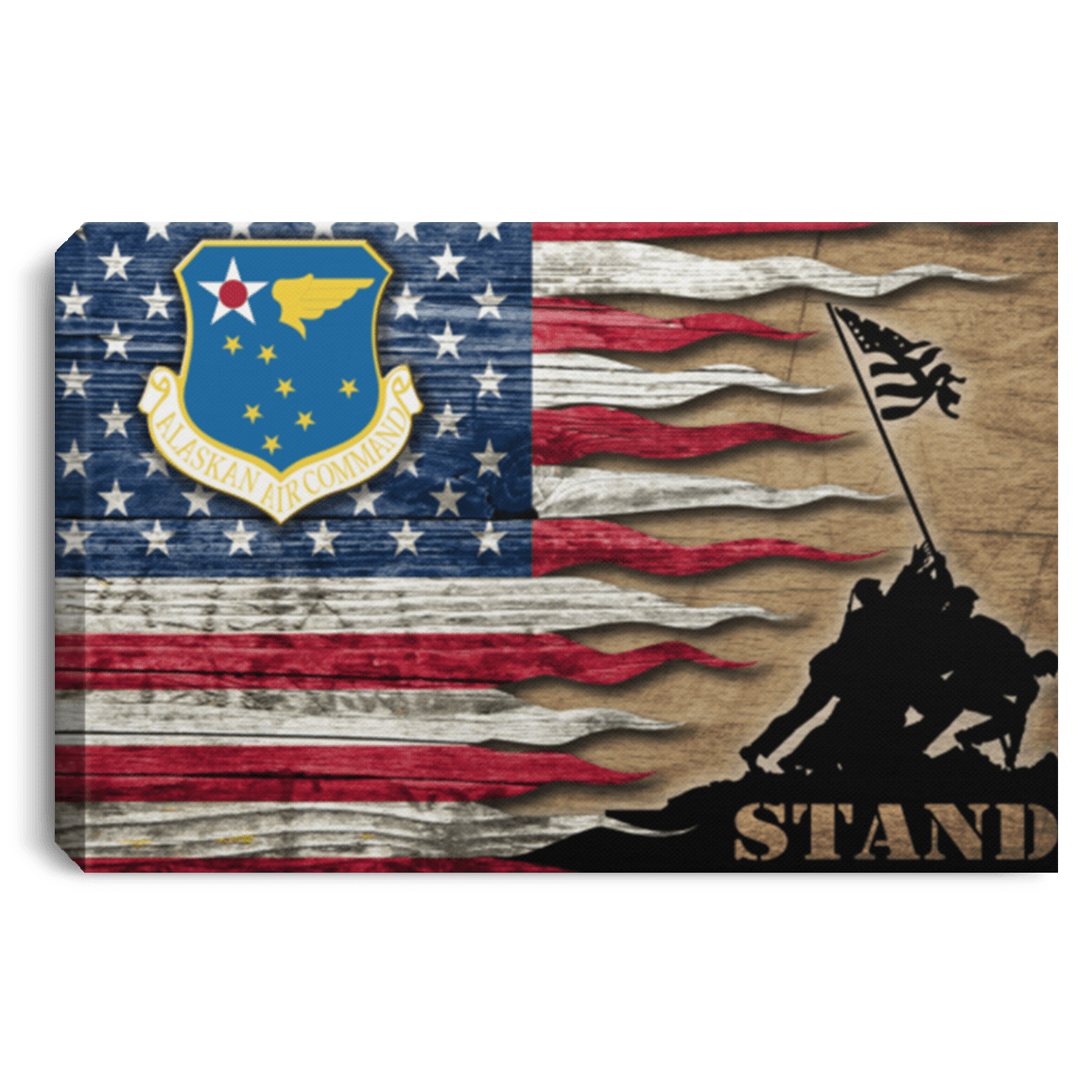 Us Air Force Alaskan Air Command Stand For The Flag 24X16 Inches  Landscape Canvas .75In Frame