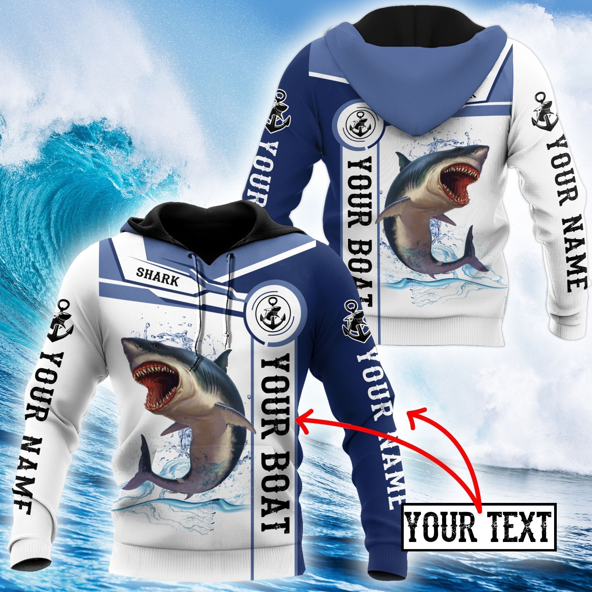 Shark Fishing Custom Name 3D All Over Print | For Men & Women | Adult | Cn1240