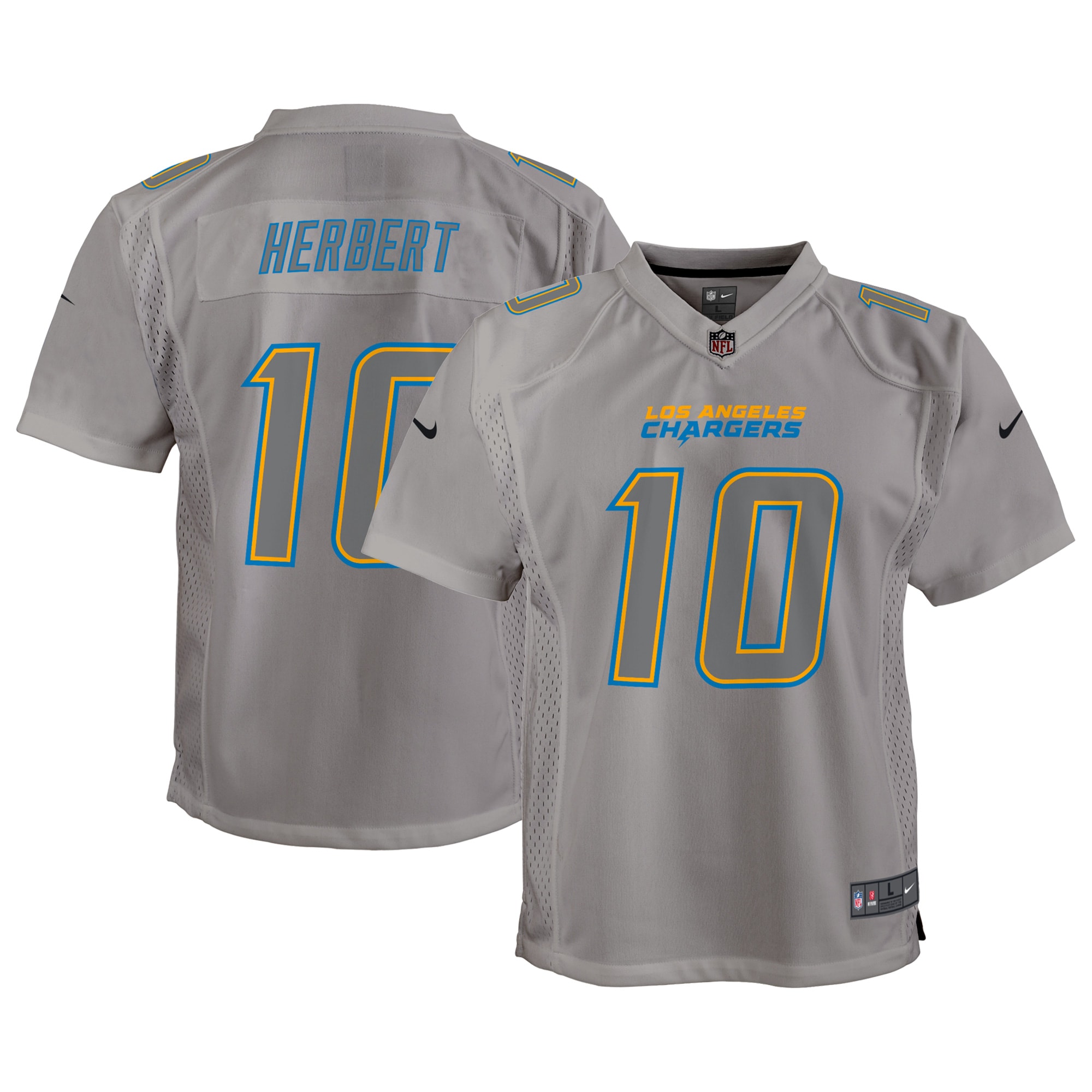 Youth Los Angeles Chargers Justin Herbert Gray Atmosphere Game Jersey