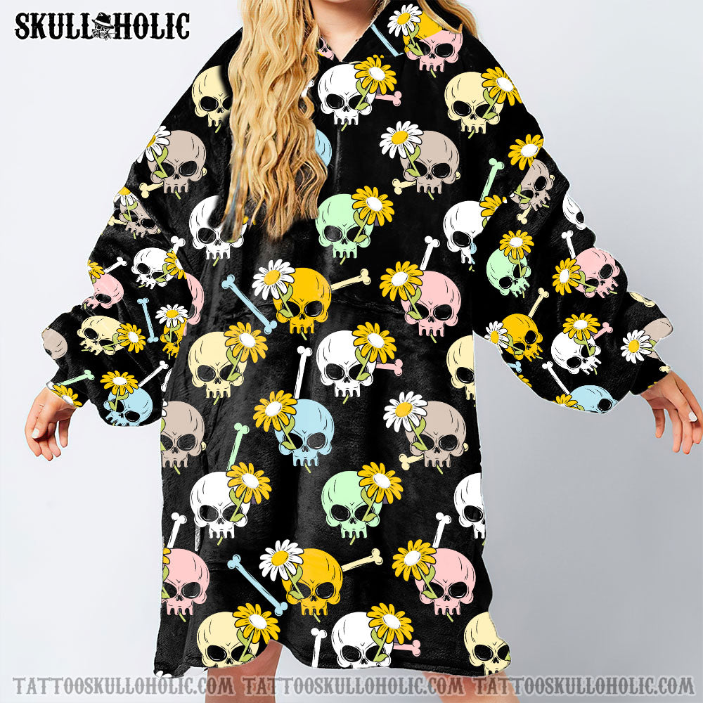 Tshirt2d Skull Daisy Seamless Sherpa Blanket Hoodie – Tlnz1602222