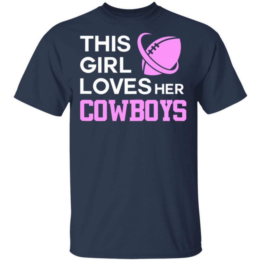 Womens This Girl Loves Her Cowboys Cute Texas Dallas T-Shirt - Mitilo Store