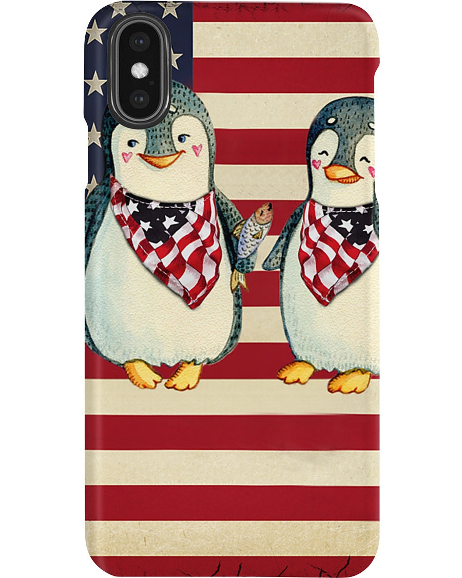 Lovely Phone Case With America Flag Gift For Penguin Lovers