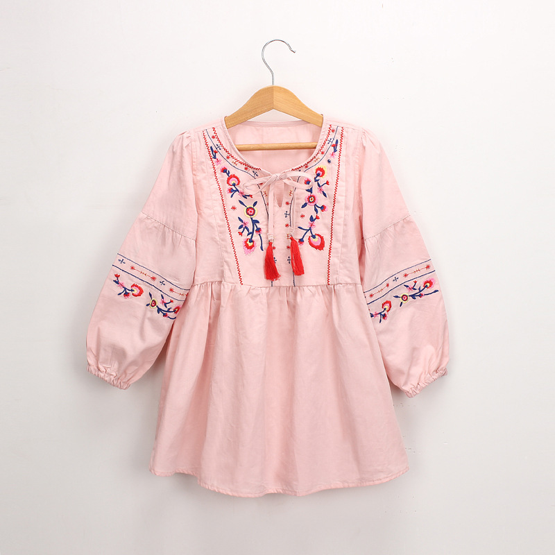 Spring And Autumn Girls’ Dress European American Long-Sleeved Embroidery Sweet Princess Dress Baby Kids Children’S Clothing alx