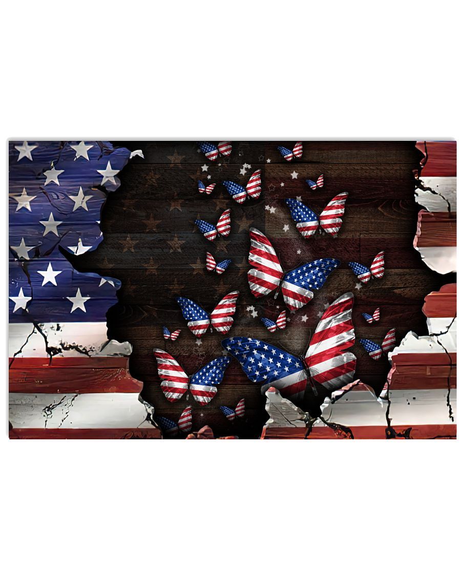 Butterfly Love Freedom Fourth Of July Independence Day Landscape Canvas & Poster Gift For Family Friend Home Decor Wall Art Visual Art