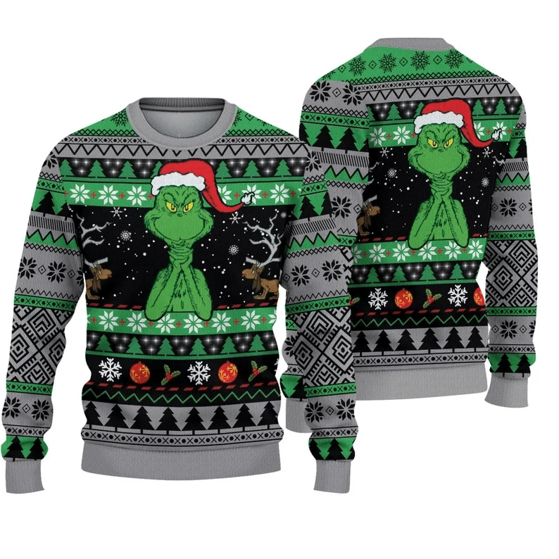 The Grinch Christmas 3D Ugly Thicken Sweaters Gingri38