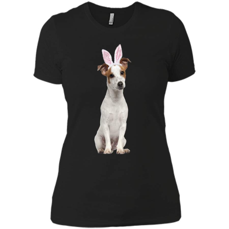 Jack Russell Wearing Easter Bunny Ears Dog T-Shirt Next Level Ladies Boyfriend Tee