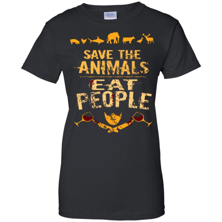 save the animals, EAT PEOPLE 4 Ladies’ 100% Cotton T-Shirt