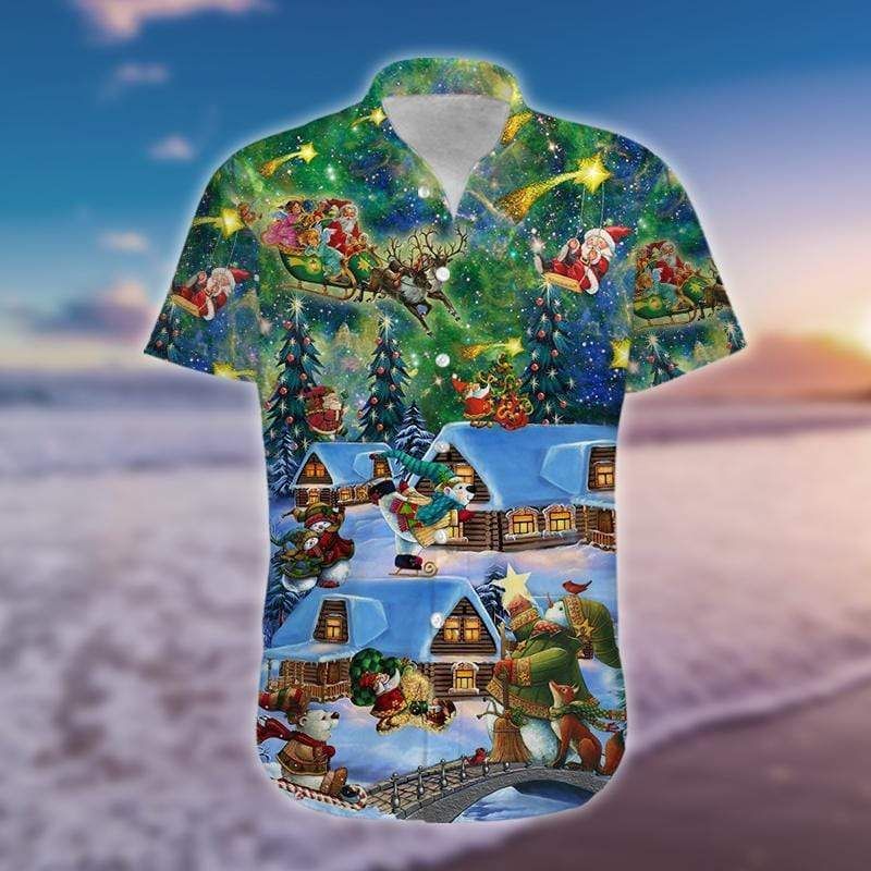 Order Amazing Magic Christmas Night Green Blue Galaxy Hawaii Aloha Shirts Ha110588