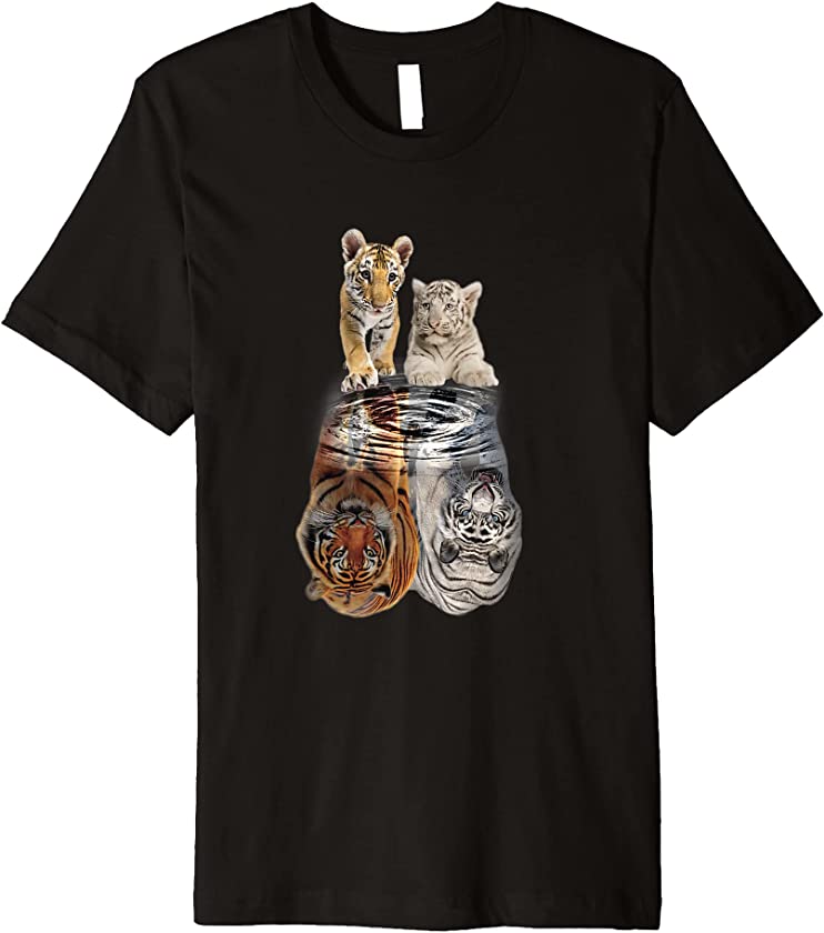 Baby Tigers Tiger Reflection Mirror Animal Cat Lovers Premium T-Shirt