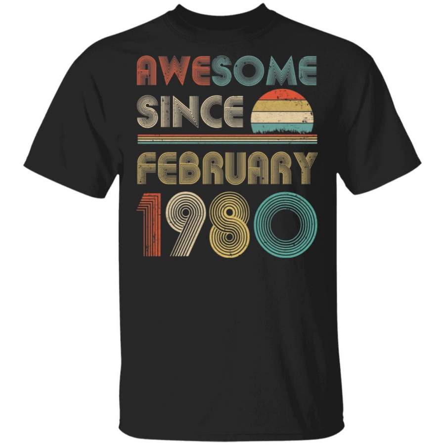 Awesome Since February 1980 Vintage 40th Birthday Gifts Shirt