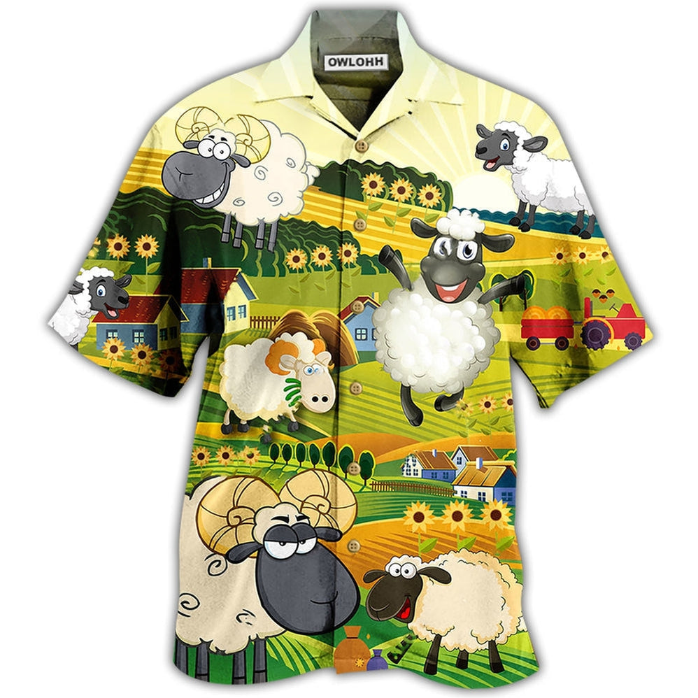 Sheep Happiness Sunflower Field Hawaii Shirt Ha25720