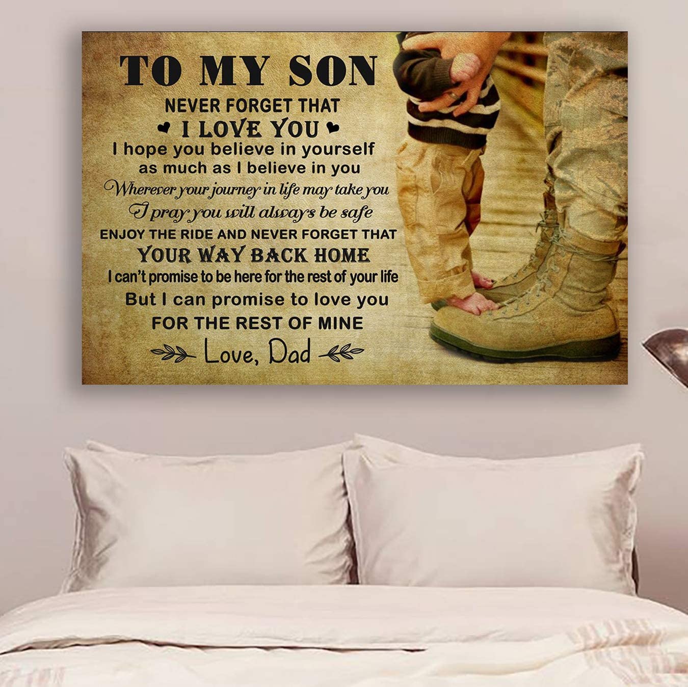 Poster for Room Aesthetic -Command Strips Wall Decor – Hn281 Soldier Poster – Dad to Son – I Hope You Believe in Yourself