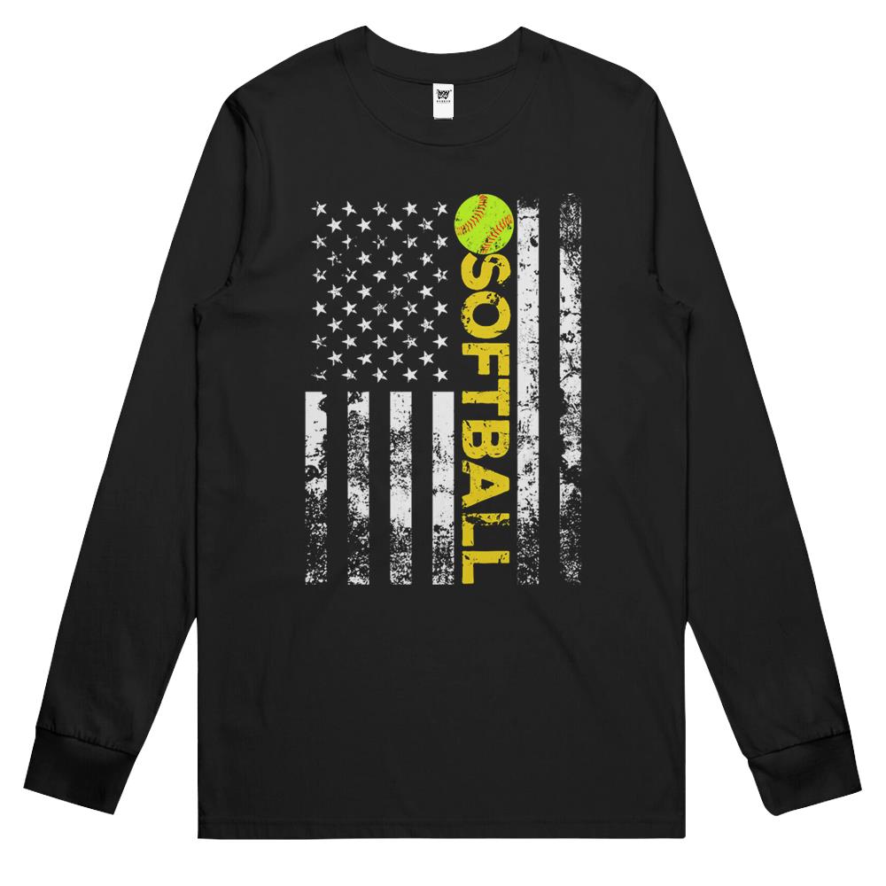 American Flag Softball Team Gift Long Sleeve T Shirts