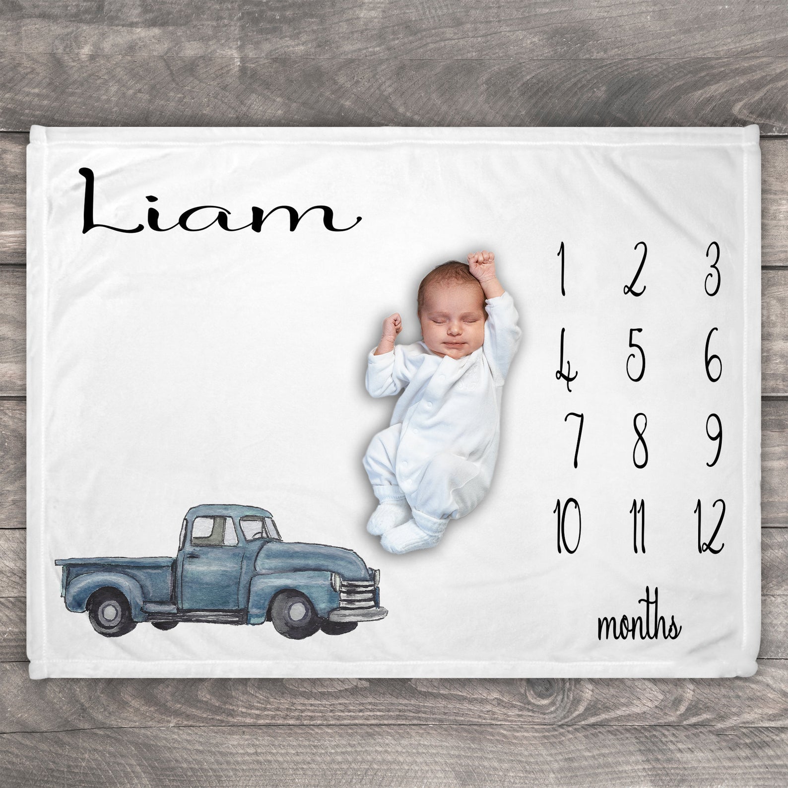 Boy Milestone Blanket Personalized, Baby Boy Month Blanket, Monthly Baby Blanket, Baby Name Blanket, Growth Blanket, Newborn Photo Prop