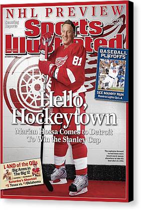 Detroit Red Wings Marian Hossa 2008 Hockey Preview October 13 2008 Sports Illustrated Cover Canvas Print