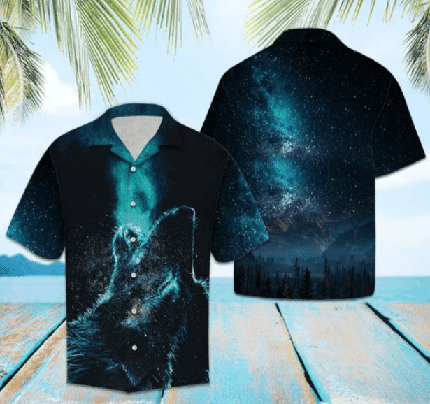 Galaxy Sky And Wolf Hawaiian Shirt Gift For Birthday Christmas Ha68168