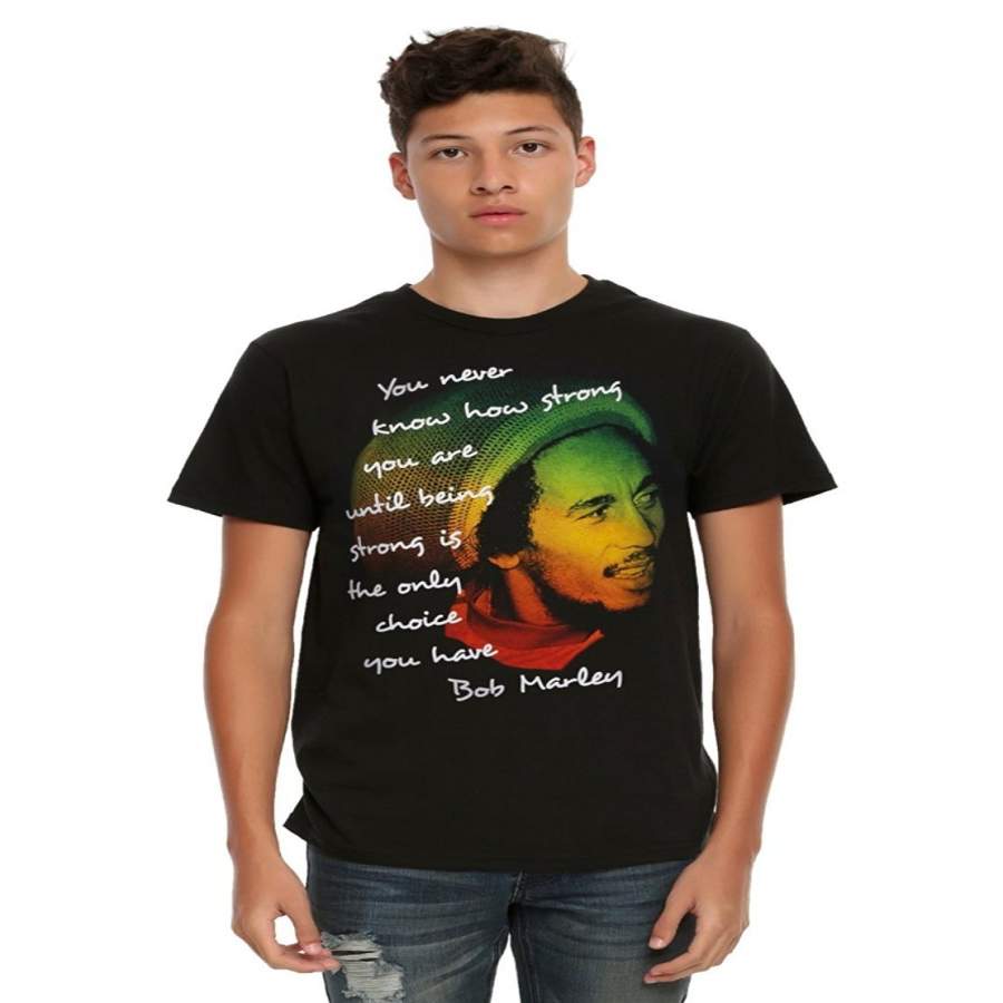 YPS Men’s black Graphic T-Shirt Unisex T Shirt Funny Shirt Men Fashion shirt Printed T-shirt Bob Marley Being Strong Quote T-Shirt