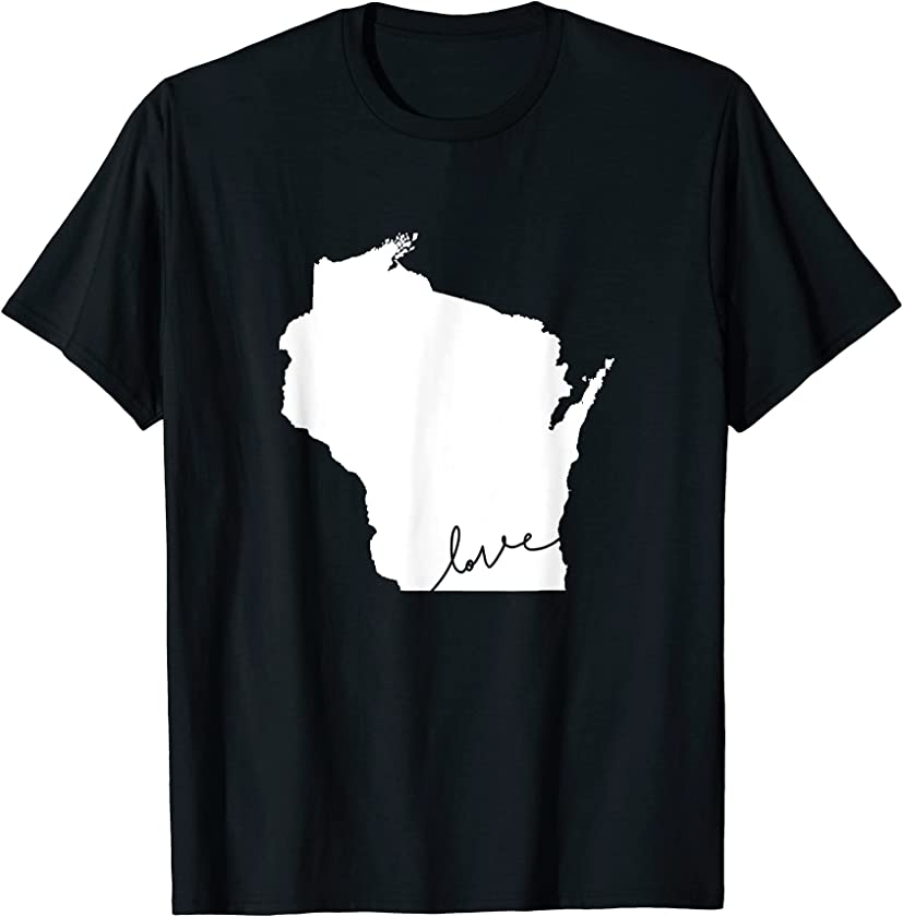 Wisconsin Love Heart Home State Midwest Wisco Vintage Retro T-Shirt