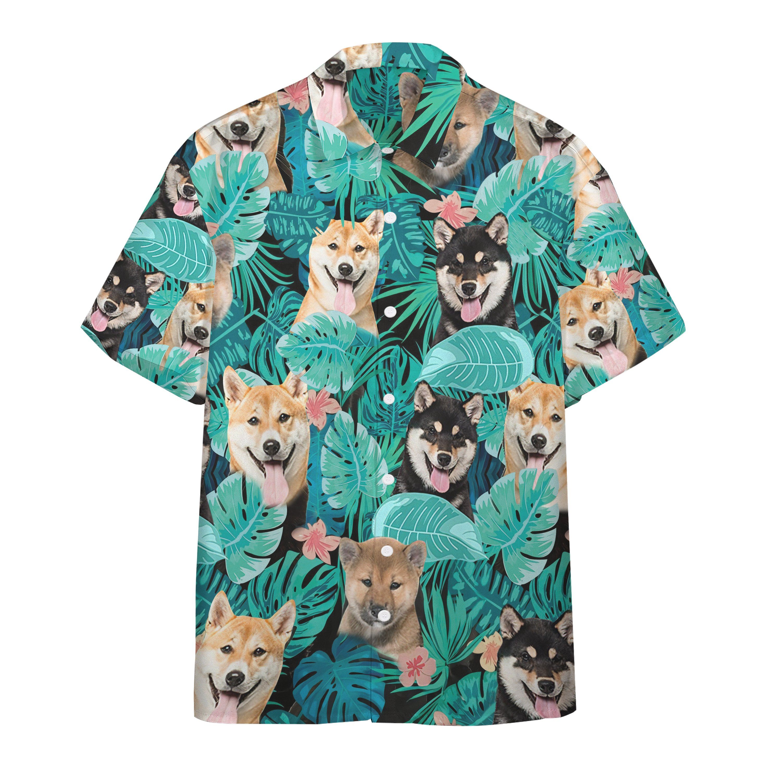 Gearhumans Tropical Shiba Inu Hawaii Custom Short Sleeve Shirts Ha91340