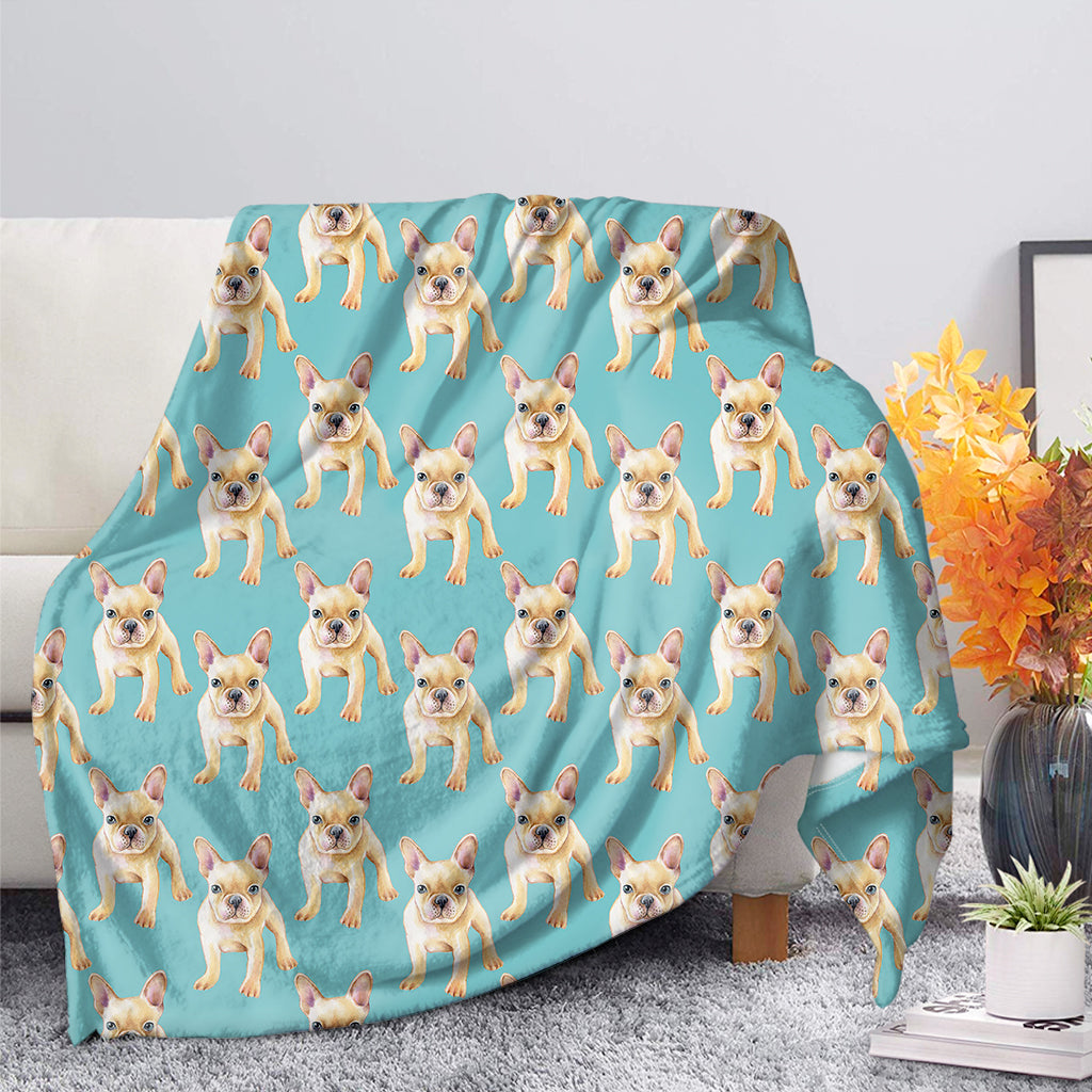 Watercolor French Bulldog Puppy Print Blanket