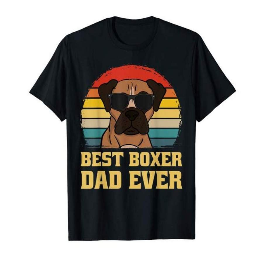 Best Boxer Dog Dad Father Papa Ever Puppy Funny Retro Gift T-Shirt