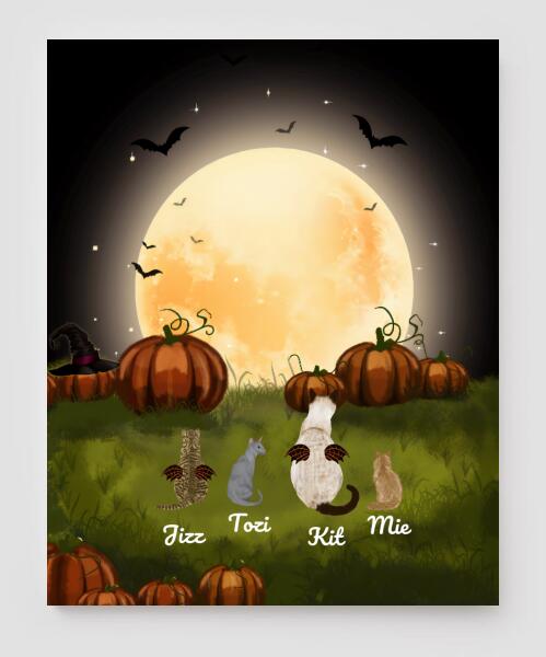 Personalized Canvas, Halloween Canvas And Poster Halloween Gift Custom Cat Pg1247