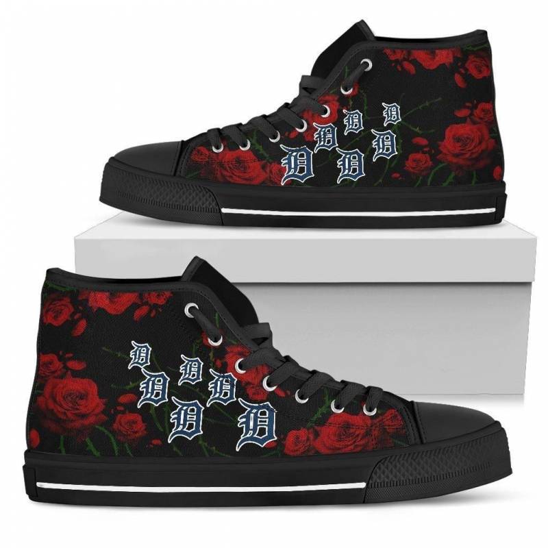 Lovely Rose Thorn Incredible Detroit Tigers High Top Shoes #660