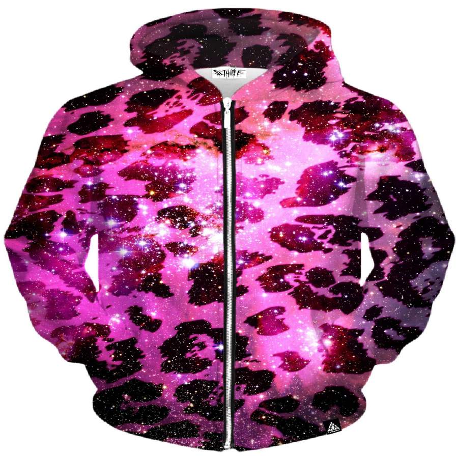 Space Leopard Unisex Zip-Up Hoodie