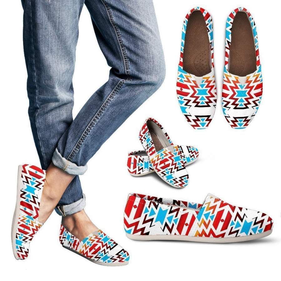 White Fire and Turquoise Women’s Casual Shoes