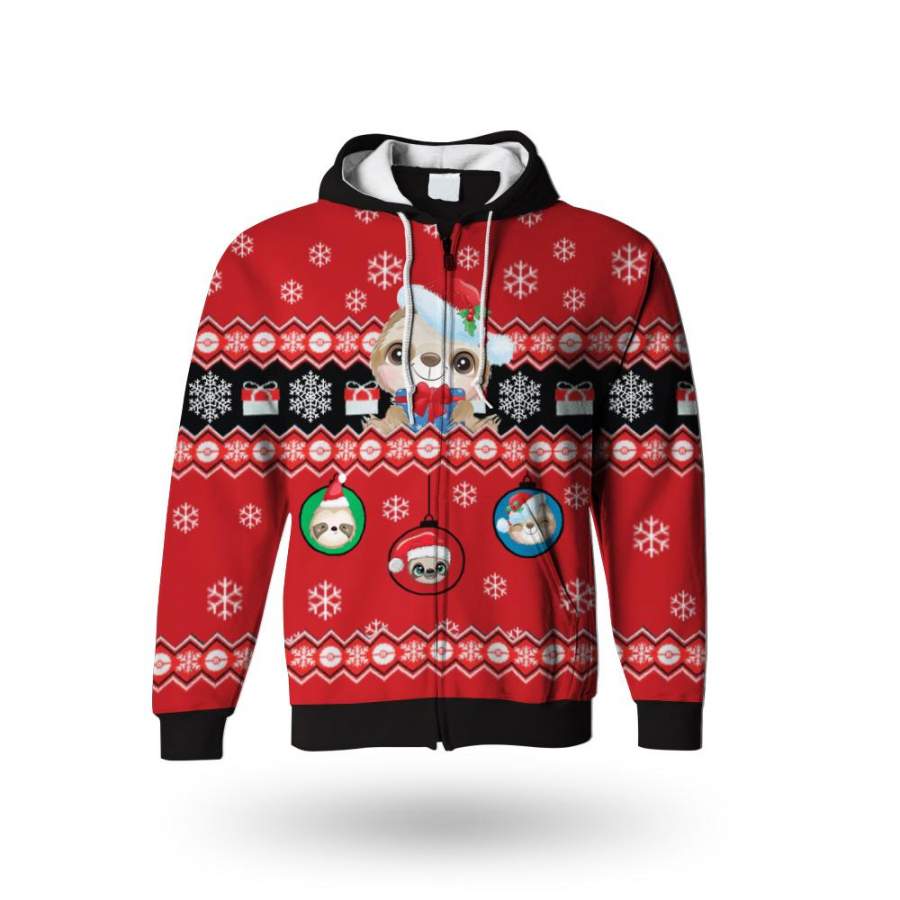 Sloth Red Christmas Hoodie Ugly Christmas Hoodie For Men Women Christmas Gift Idea For Mom