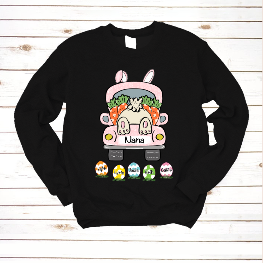 Personalized Truck Easter Bunny Grandma With Grandkids Sweatshirt