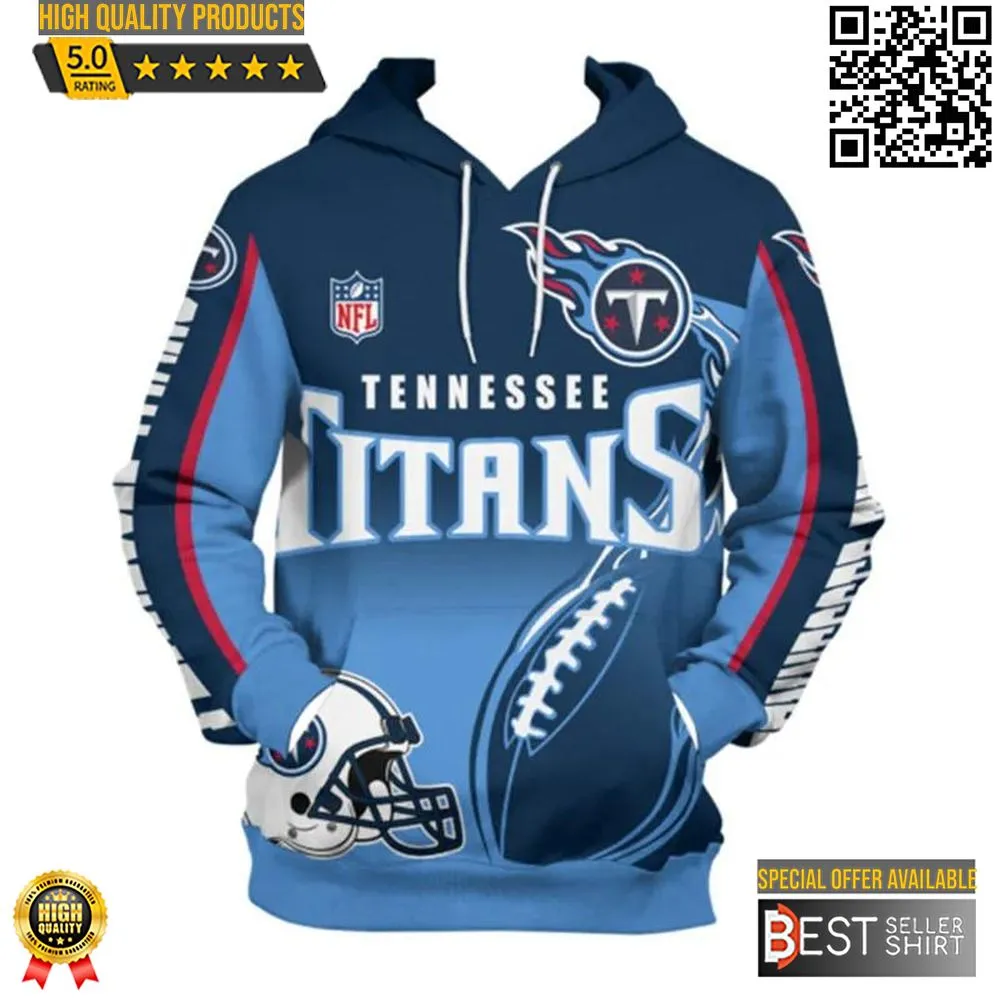 Tennessee Titans Logo 3D Hoodie Football Jersey 3D Flame Balls Graphic