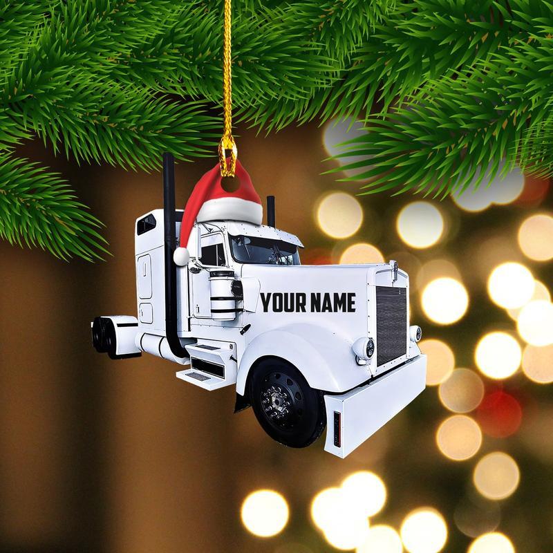 Personalized White Trucks Custom Name Shaped Ornament