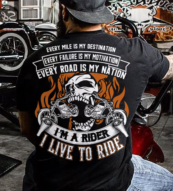 Biker Skull I’M A Rider I Live To Ride Standard/Premium T-Shirt Hoodie