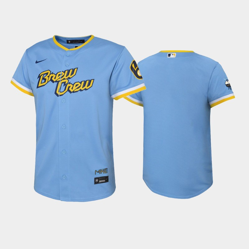 2022-23 City Connect Youth Milwaukee Brewers Jersey – Powder Blue