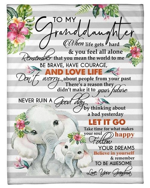 To Granddaughter Remember To Be Awesome Elephants And Flowers Blanket