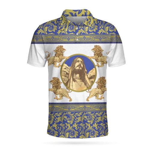 Jesus Christ Golden Vintage Style Short Sleeve Polo Shirt, Vintage Polo Shirts For Men And Women