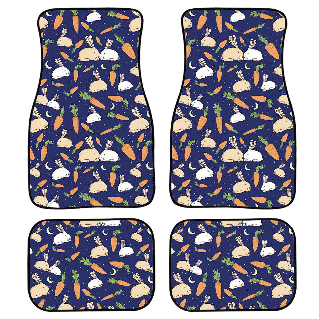 Carrot And Rabbit Pattern Print Front And Back Car Floor Mats, Front Car Mat