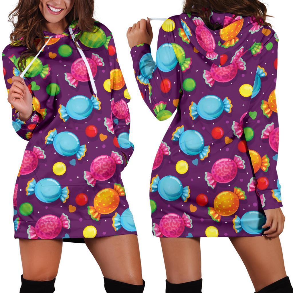 Candy Pattern Print Design Ca05 Women Hoodie Dress