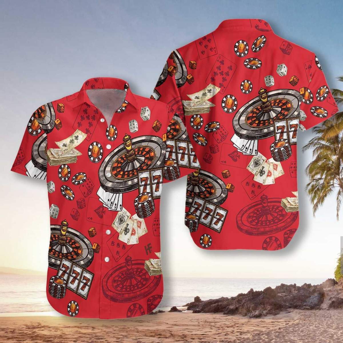 Casino Pattern Red Hawaii Shirt Ha98167